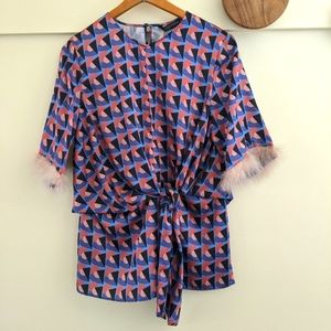 NWT Zara feather mid sleeve sz S